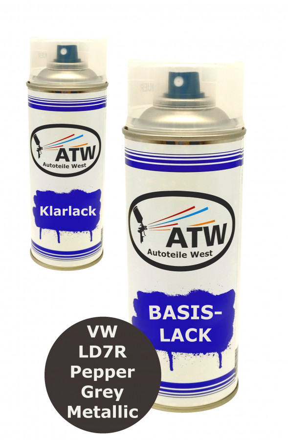 Autolack für VW LD7R Pepper Grey Metallic+400ml Klarlack Set
